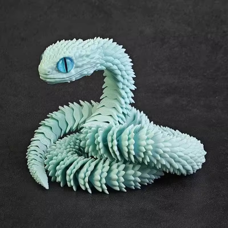 3D 프린트 드래곤 새로운 독사 전신 관절 가동 3차원 시뮬레이션 동물 발광 모델 어린이 선물 장식품