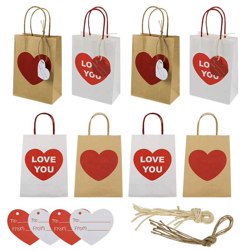 Крафт-бумага Сумка Трансграничный День Святого Валентина Подарочная сумка Любовь Подарочная сумка Упаковка Сумка Конфеты Бумажные товары оптом