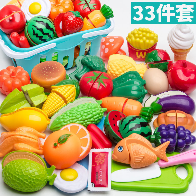 子供の家の材料幼稚園の子供のおもちゃは果物と野菜を切って台所を切ることができます。|undefined