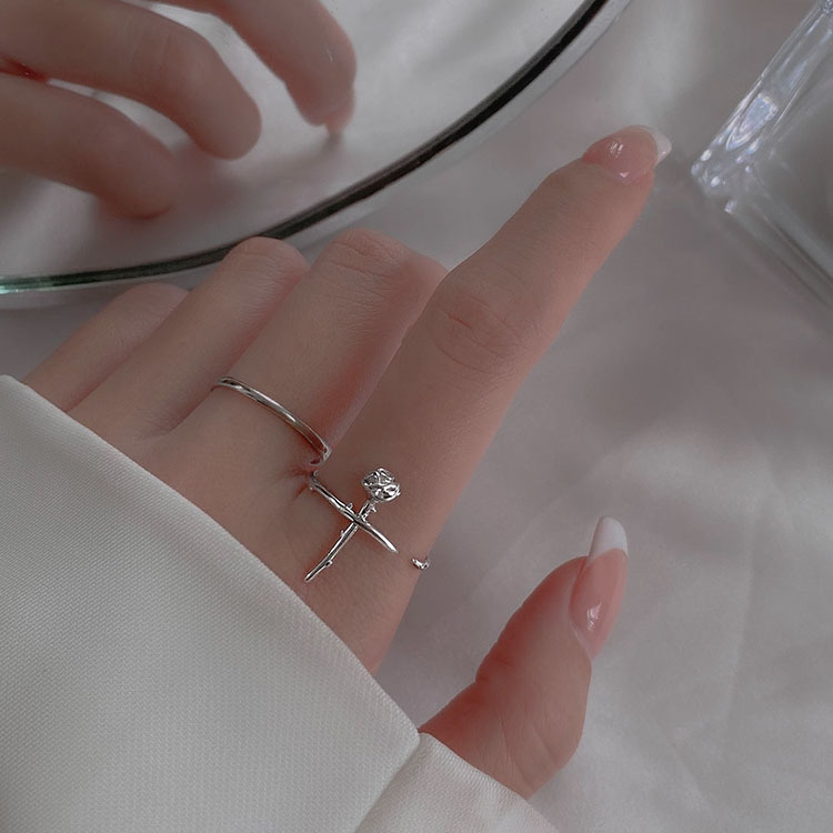 Sunrise 3D rozenbloem ring voor dames, eenvoudig en uniek ontwerp, minimalistische stijl, verstelbare open ring voor de wijsvinger_voghion.com