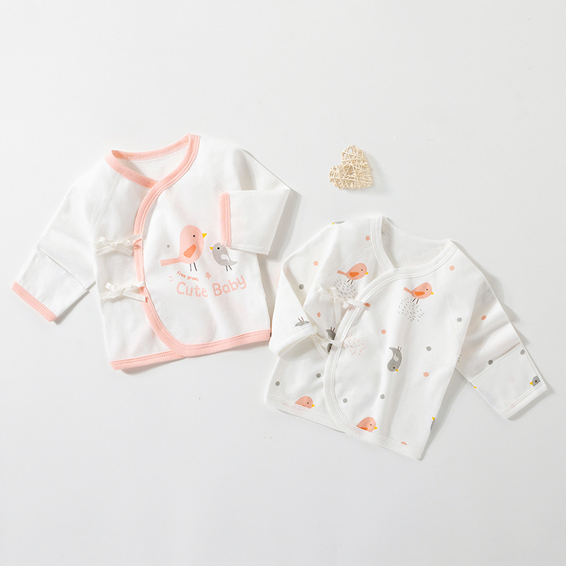 Baby cotton seamless half-back blouse, newborn 0-3 year old baby top, romper, tie-up kimono, all-season pajamas, base layer