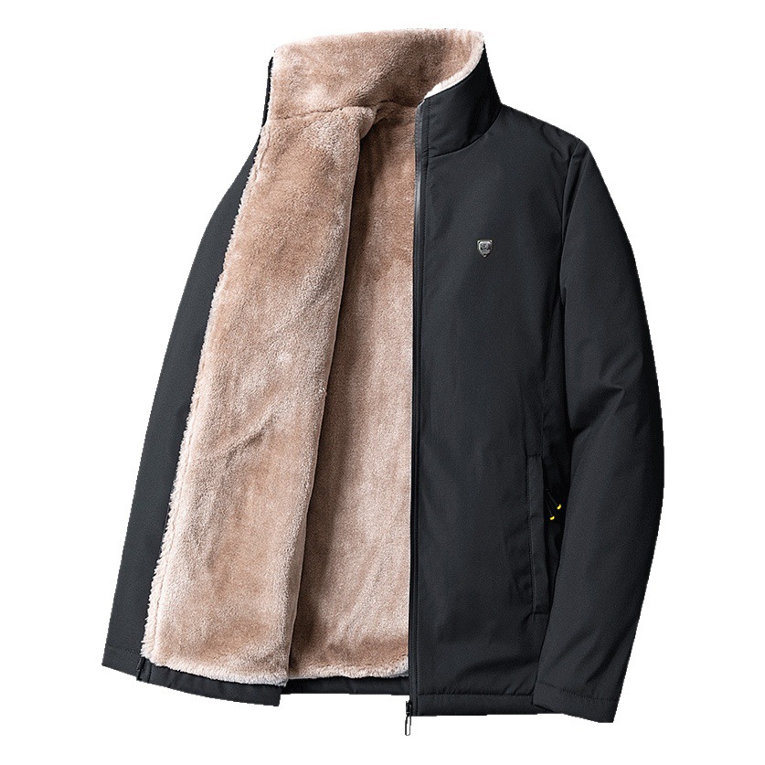 Chaqueta súper gruesa con forro polar y relleno de algodón para hombre, abrigo de algodón de manga larga para hombres de mediana edad y mayores, cuello alto, ropa de algodón gruesa, chaqueta acolchada de algodón.