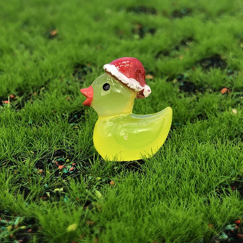 Cute resin Christmas luminous duck crafts accessories micro landscape decorative ornaments jewelry manufacturers wholesale