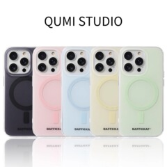マカロンカラーの純色マグネット式iPhone17pro max、Apple 15、13、12、11対応スマホケース（スタンド付き、女性向け）