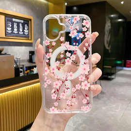 欧美热销iPhone15透明磁吸手机壳苹果17promax防摔硬壳16女款高级