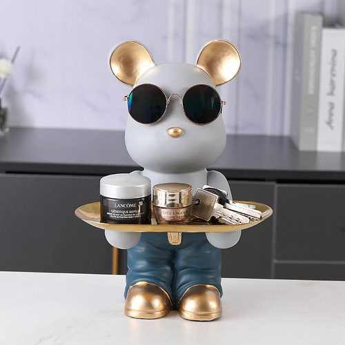 Creative Bear Entrance Hall Key Holder Shelf Decorative Item Home Living Room Shoe Cabinet Ornament Money Bank Gift