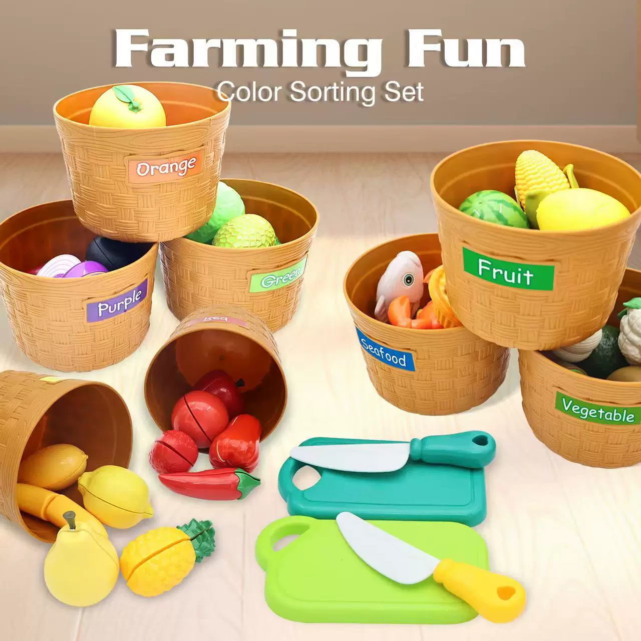 跨境新款儿童过家家仿真水果蔬菜切切乐幼儿可剥皮可啃咬益智玩具