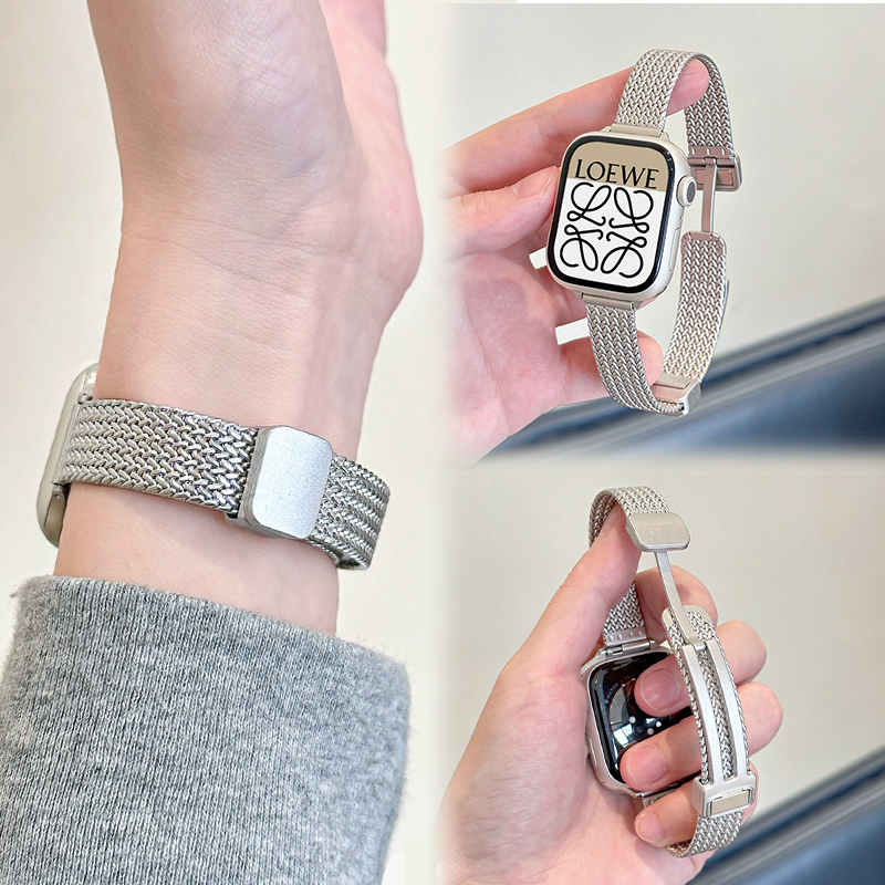 适用苹果手表表带watchS新麦穗金属s9磁吸高级感s8小众精致小蛮腰