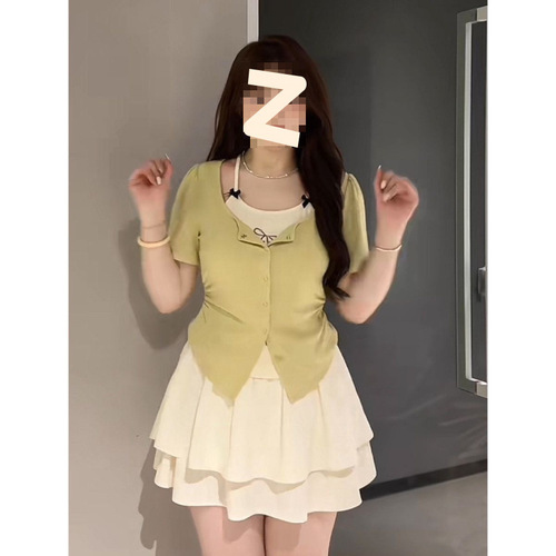 Sweet and Spicy Pure Desire Style Unique Two-Piece Short-Sleeve T-Shirt for Plus-Size Women, Summer Cake Short Skirt Two-Piece Set