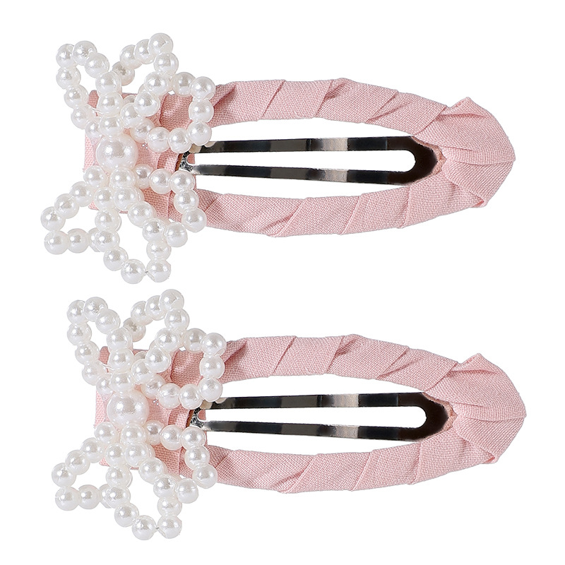 Nuevo encaje de primavera y verano, lazo de perlas, clip de BB, clip lateral de cabello roto, horquilla para niños, temperamento, todo fósforo, horquilla, tocado