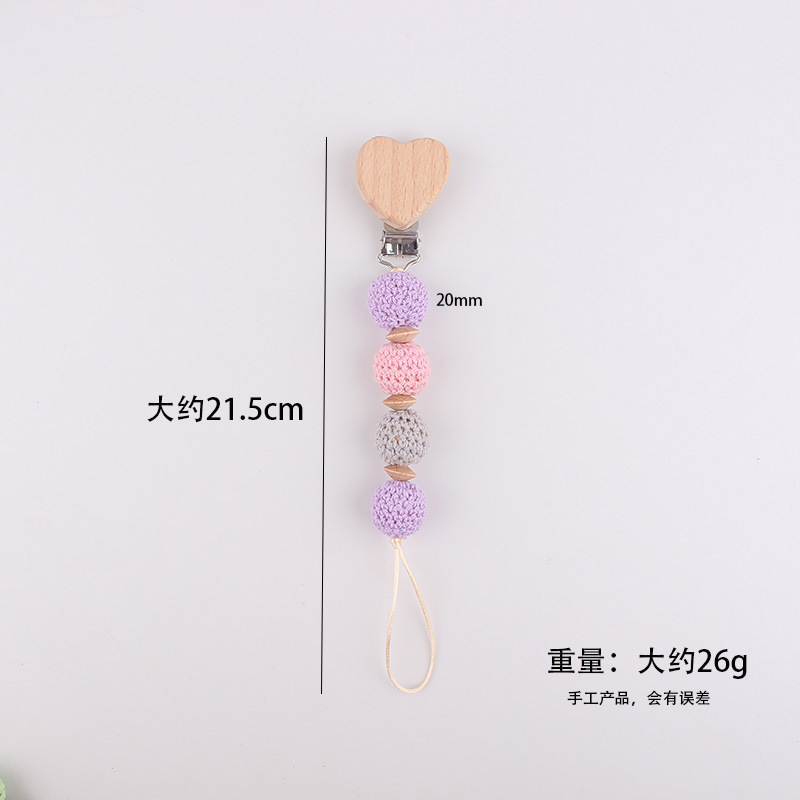 Productos para bebés Apaciguar la cadena de chupete de haya, clip de hilo de ganchillo, bola de lana, anti-caída de cadena, temu shein transfronterizo