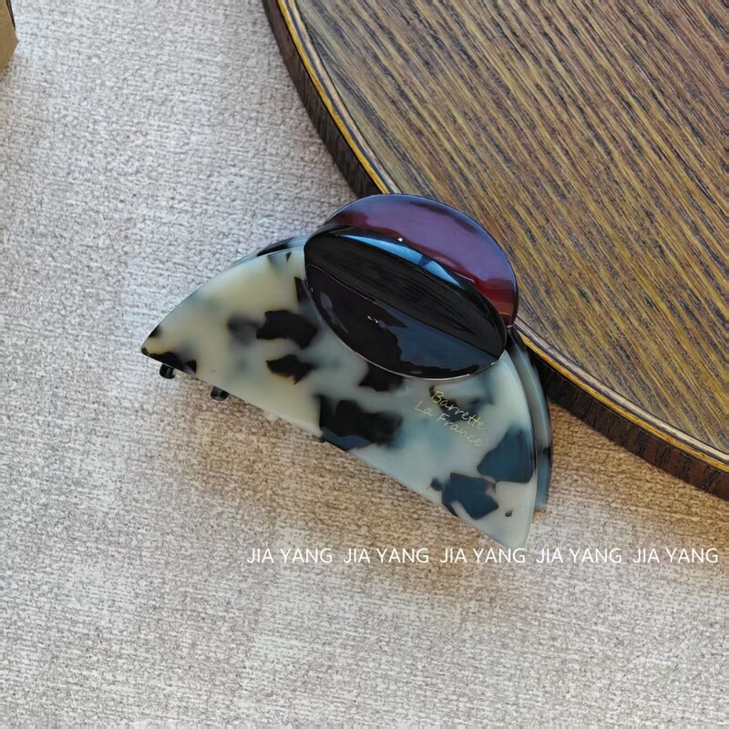 韩版新款拼接发夹加厚款醋酸半圆抓夹后脑勺盘发鲨鱼夹轻奢简约女|undefined