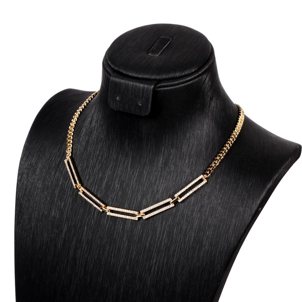Neue Mode Einfache Diamond Thick Chain Halskette Set display picture 1