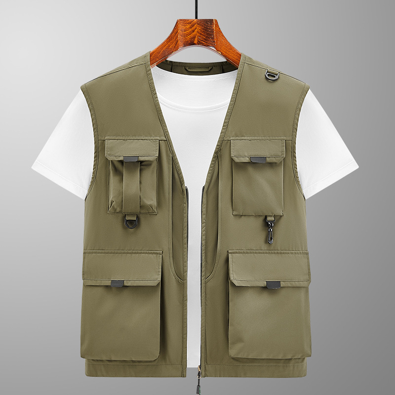Nuevo cross-border primavera y otoño fotografía chaleco de pesca cardigan chaleco de hombre casual chaleco de bolsillo suelto chaqueta superior
