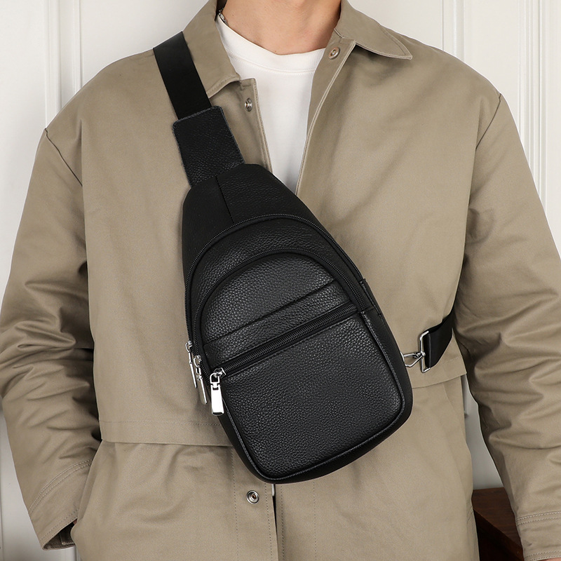 Hochwertige Crossbody-Brusttasche aus echtem Leder, Bestseller unter den Herren-Outdoor- und Freizeit-Schultertaschen_voghion.com