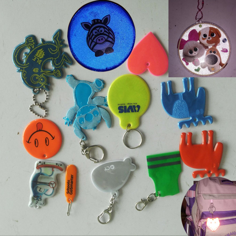 户外夜间交通安全反光材料学生书包反光PVC钥匙扣 骑行挂饰反射器