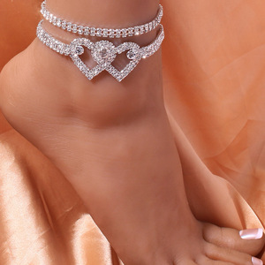 personality love diamond anklets Europe and sexy with diamond shining beach foot Anklet
