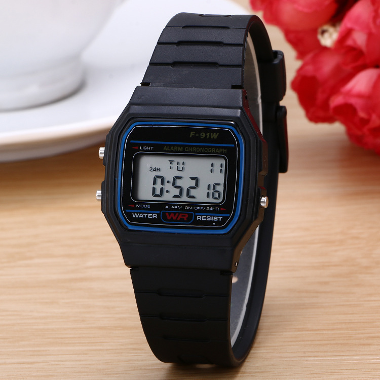 Cross-Border Export Waterproof Small Square Digital Watch Luminous Student Digital Watch F91W Steel Belt A159W Fashion