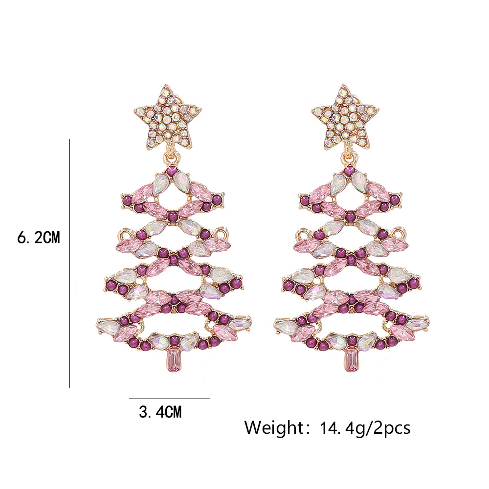 Mode Sapin De Noël Star Alliage Strass Femmes Boucles D'oreilles 1 Paire display picture 1