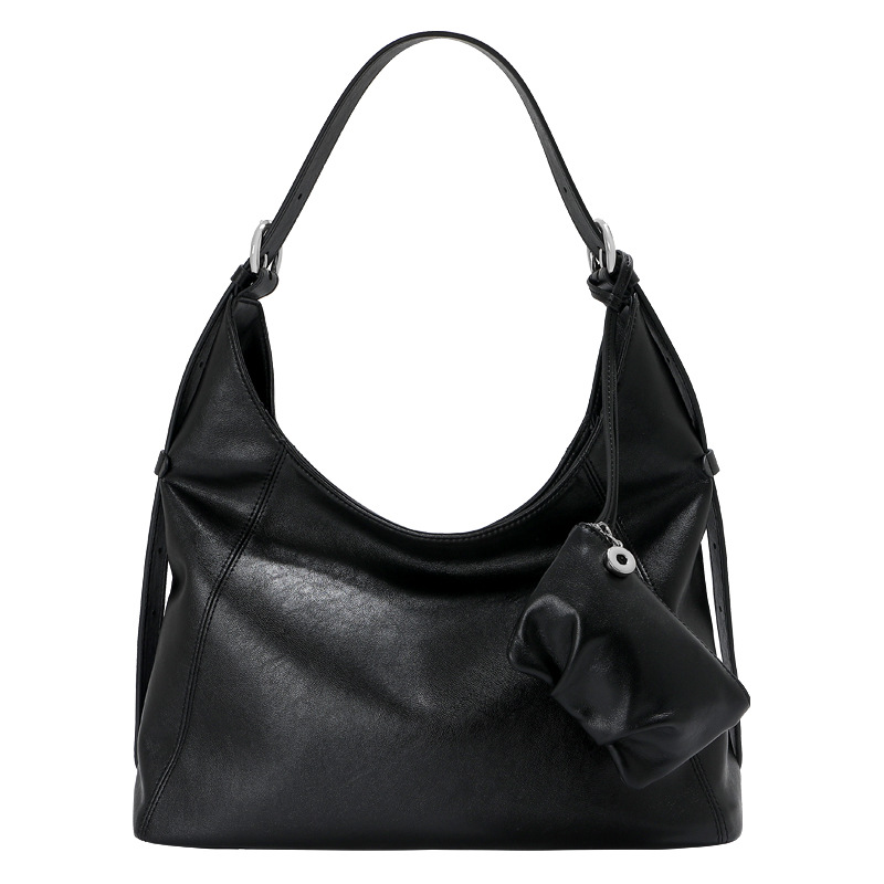 Women's Soft Leather Tote Bag - Large Capacity Top Grain Cowhide Commuter Underarm Bag, Premium Genuine Leather Casual Shoulder & Crossbody Bag - Thumbnail 5
