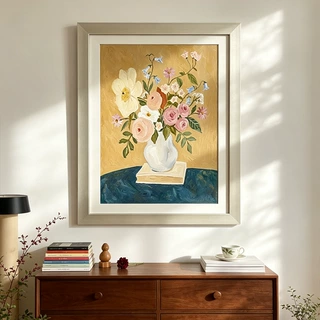 瓶间花信》现代简约装饰画中古风客厅餐厅挂画卧室花卉静物艺术画