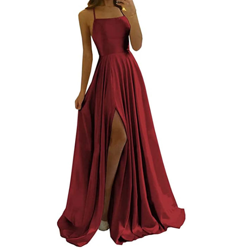Comercio exterior europeo y americano Amazon AliExpress deseo vestido de noche de las mujeres sexy Correa split simple vestido largo