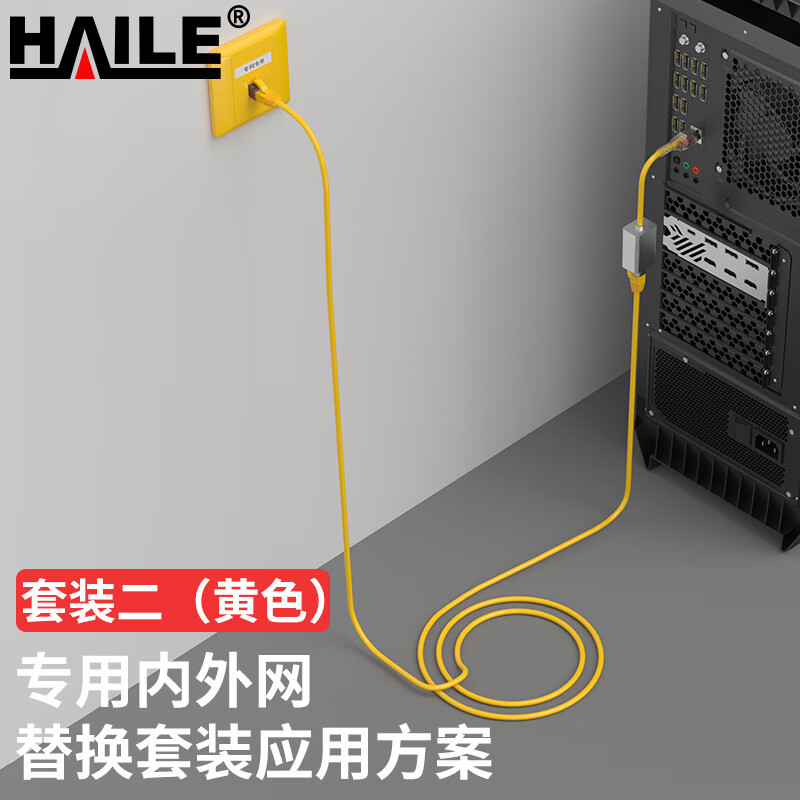 海乐（Haile）内外网专网替换屏蔽套装（单口面板）黄色