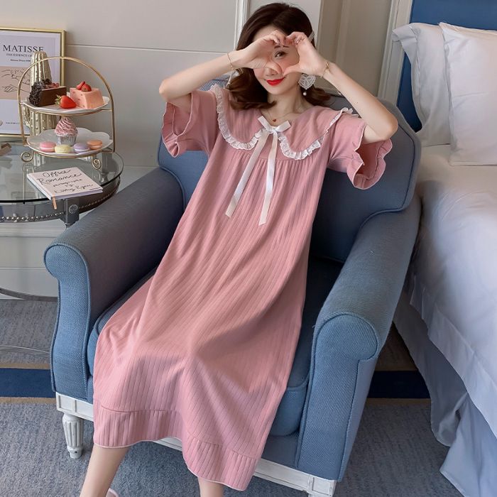 Pijama de mangas largas para mujeres sobre las rodillas pijama de viento primavera y otoño de hadas corte muñeca cuello princesa viento conjunto de verano
