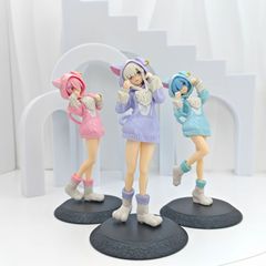 レムフィギュア、ラムエルフ、ゼロから始める異世界ケーキデコレーションカーオーナメントモデルの3種類