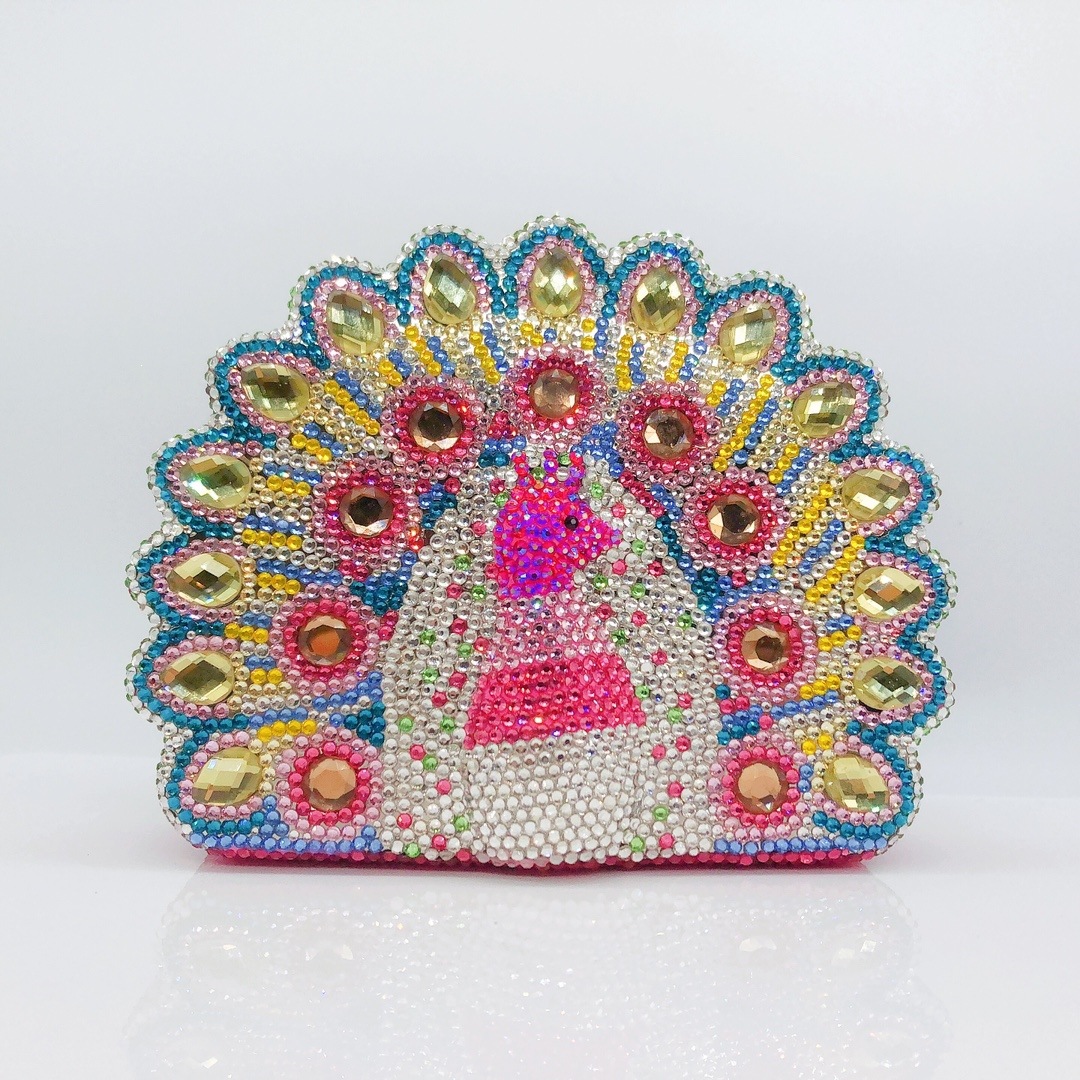 BL047 Peacock Open-Screen Diamond Banquet Bag