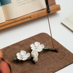Shumen Hand-kneaded Flower Ceramic Chinese-style Incense Insertion for Living Room Entrance Incense Holer Incense Holer Desktop Penholder Penholder Ornaments