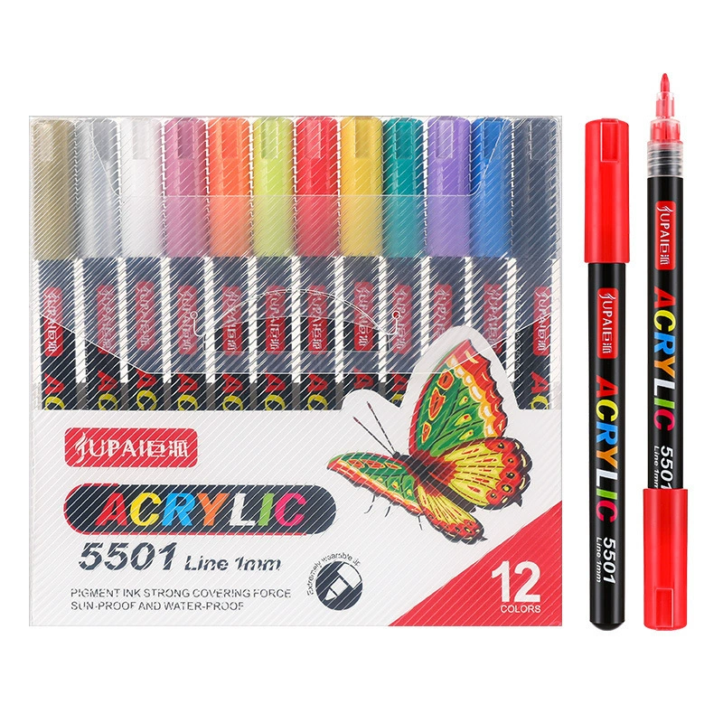 Acrylic, highlighter, art rollerball pen, liner, marker, hand painting