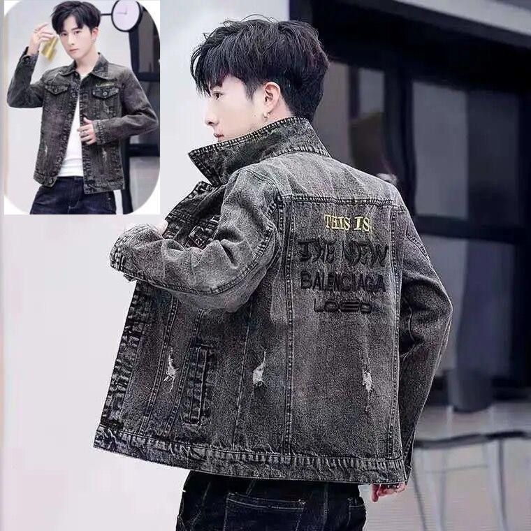 Spring and Autumn Denim Jacket for Men, Korean Style Trendy and Handsome Student Casual Jacket, Men's Youth Workwear Top