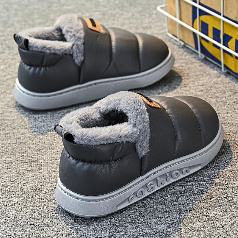 Zapatillas de algodón para hombres de invierno impermeable, antideslizante y terciopelo para hombres calientes, zapatos de algodón con tacones gruesos incluidos en el noreste