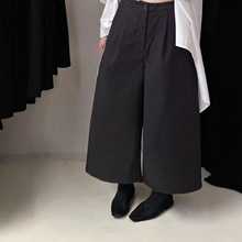 娜美服饰灰色羊毛呢西裤女秋冬2025新款高腰直筒阔腿休闲八分裤