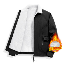 秋冬男保暖翻领羊羔绒棉衣夹克情侣休闲工装外套学生运动宽松跨境