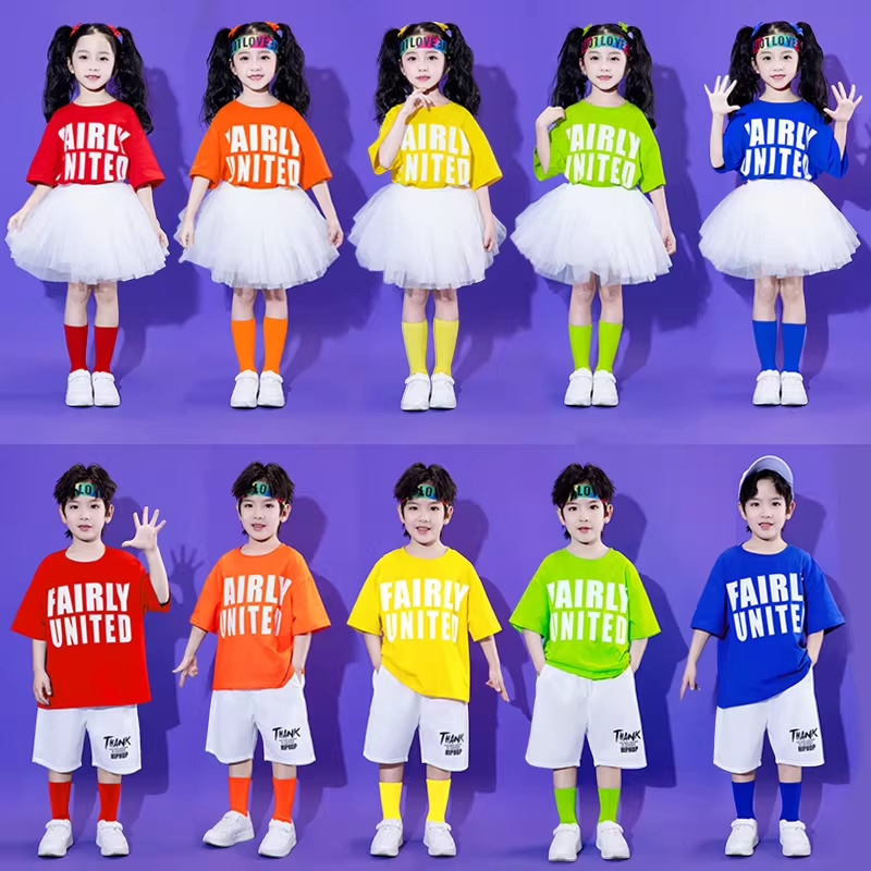 Children's Performance Costumes in Candy Colors, Kindergarten Dance Performance Costumes, Elementary School Graduation Photos, Cheerleading Class Uniforms Children's Performance Costumes in Candy Colors, Kindergarten Dance Performance Costumes, Elementary School Graduation Photos, Cheerleading Class Uniforms