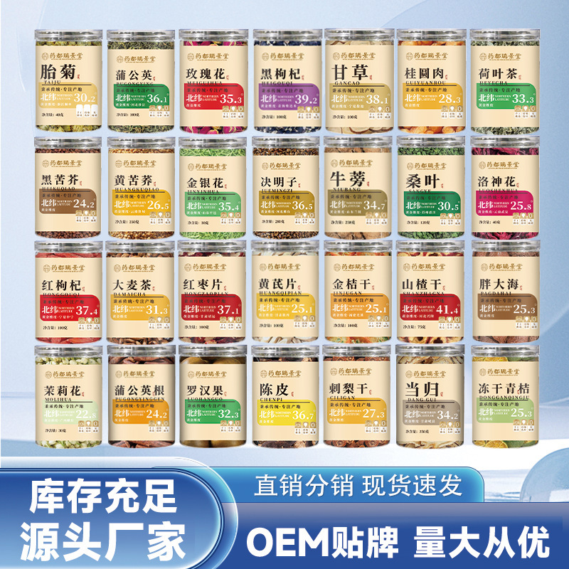 Canned Chinese Medicinal Herbs, Food and Medicine of the Same Origin, Canned Flower Tea, Single Products, Dried Tangerine Peel, Honeysuckle, Astragalus, Ophiopogon Japonicus, Selected Wholesale and Custom-Made