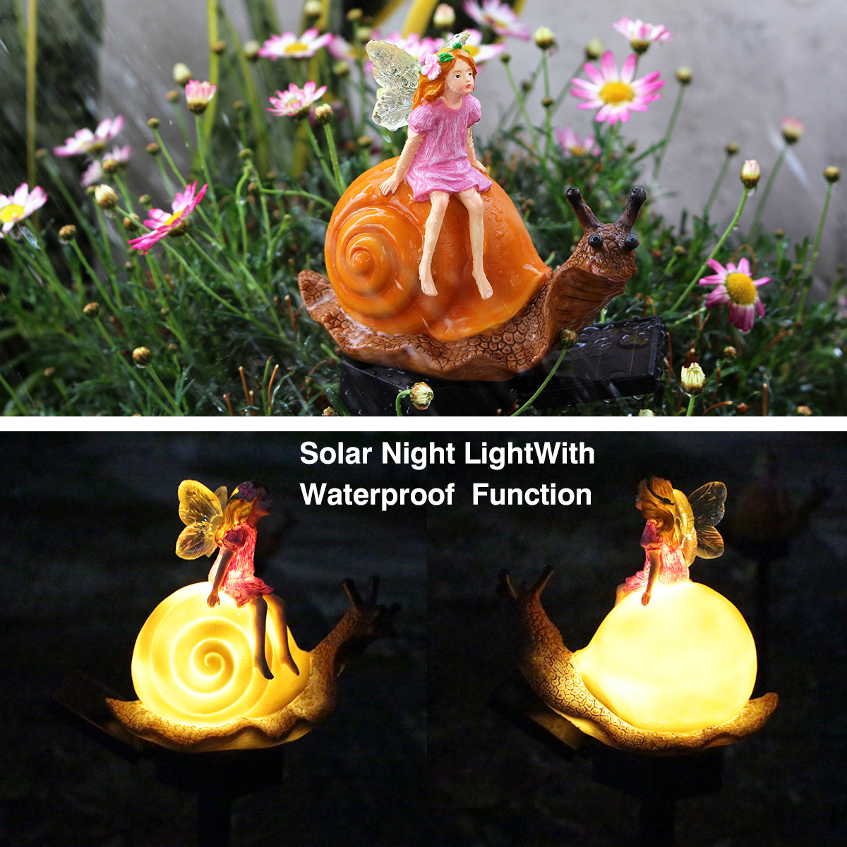  outdoor courtyard waterproof LED villa garden lawn lamp simulation snail flower fairy plug-in solar lamp