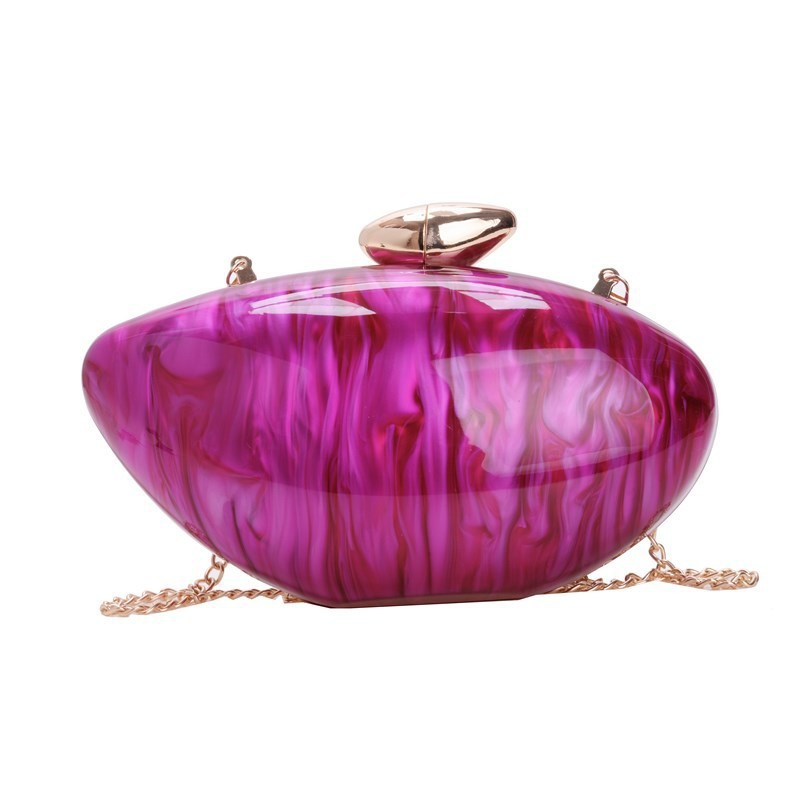 Nuevo paquete de cena de lujo ligero transfronterizo, dama alta sensación de bolso de mano acrílico bolso oval bolso de noche de hombro único