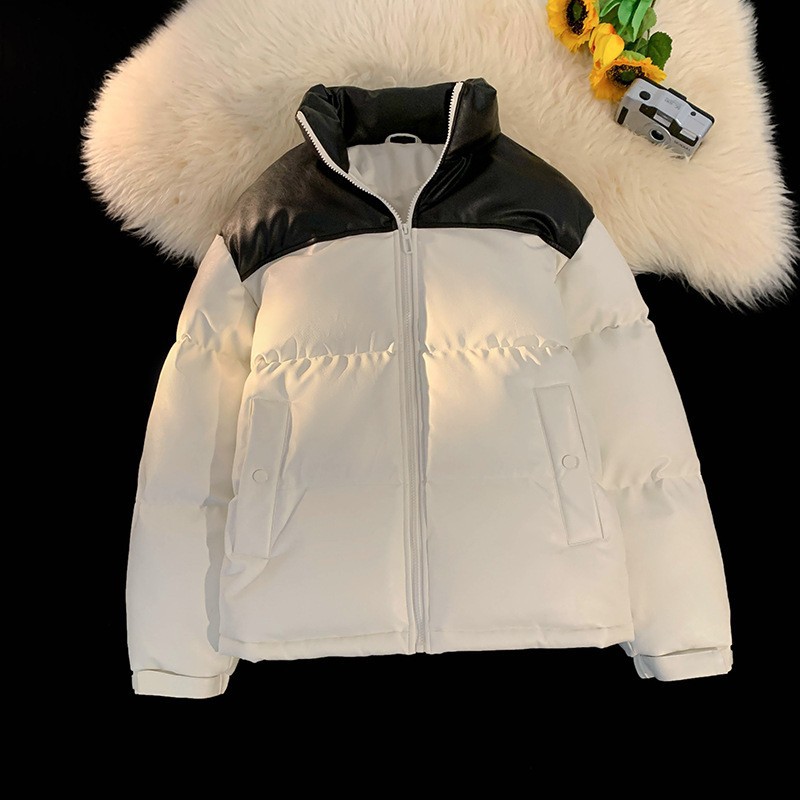 Padded Leather Jacket Unisex Bread Style Warm Hong Kong Design_voghion.com