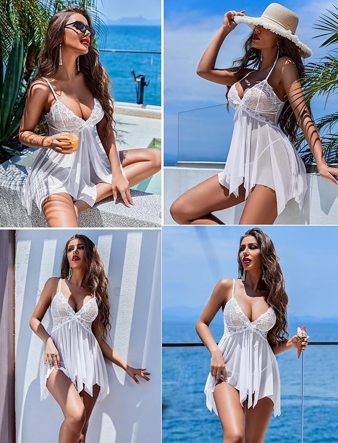 Sexy Nachthemd und Morgenmantel-Set aus Spitze_voghion.com