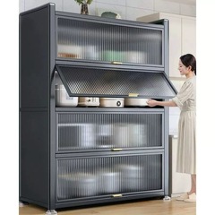 多機能保存キャビネットキッチン収納ラック家庭用フリップキャビネットサイドボード床置き多層家庭用収納キャビネット