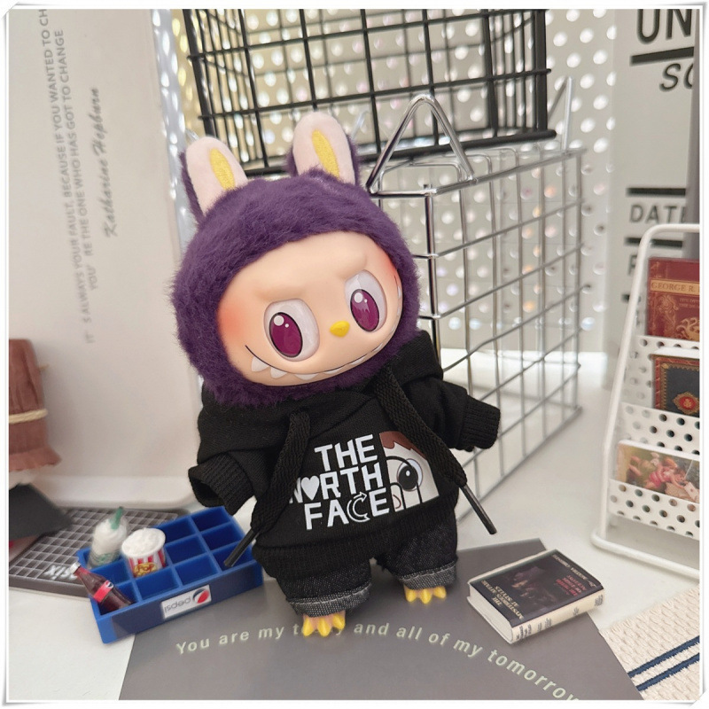 labubu ベビー服 Labubu 第一世代第二世代第三世代 10 センチメートル綿人形黒と白グレートレンディなスウェットシャツパーカーパンツ|undefined