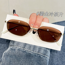 35067夏季新款铝镁高级时尚修颜防紫外线潮感银框粉片太阳眼镜男