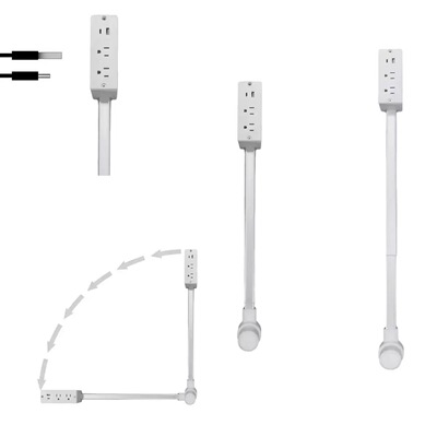 Удлинитель Power Socket оснащен портом USB-AUSB-C и 2 розетками переменного тока, чтобы простираться до 27,56 дюйма