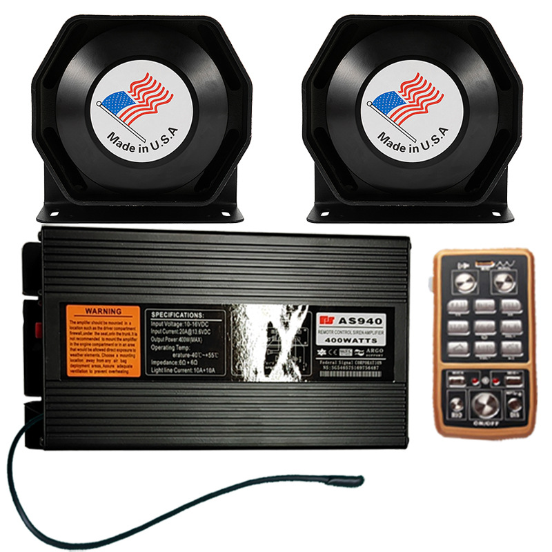 Wireless car alarm with 400W high-power loudspeaker, car siren with high-pitched horn, AS940N+ octagonal speaker