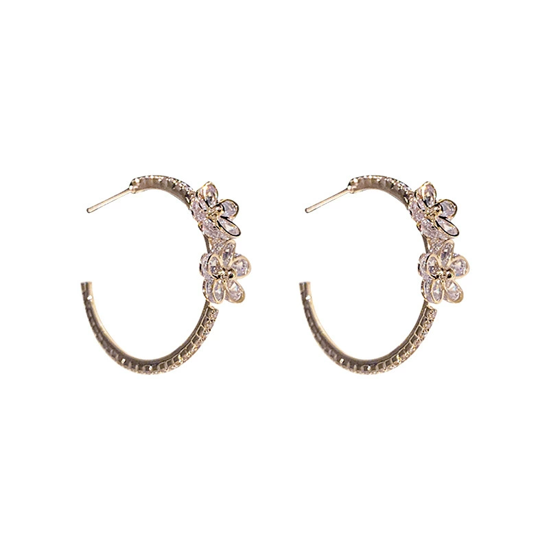 Серебряная игла, бренд серьги, серебро 925 образец, цветочный, европейский стиль, яркий запоминающийся стиль