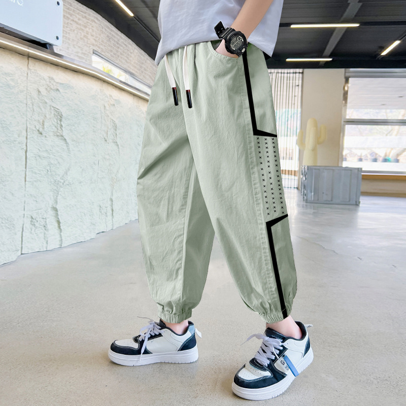 Wjp-geometric anti-mosquito pants) men's green (no drawstring) / 110cm