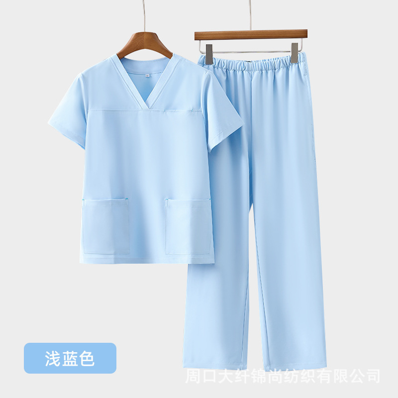 手洗い服弾力氷糸速乾作業服セット医療美容歯科女性夏半袖黒ブラシ手服|undefined